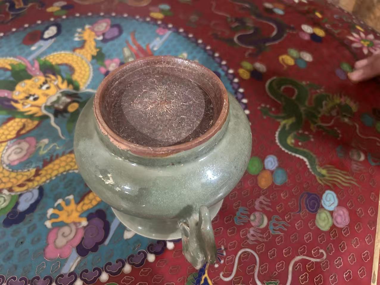 元龙泉窑青釉双龙耳炉 4