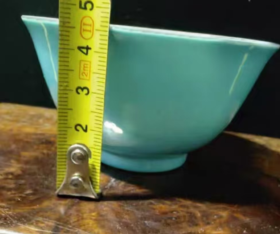 清雍正款松石绿釉碗 5